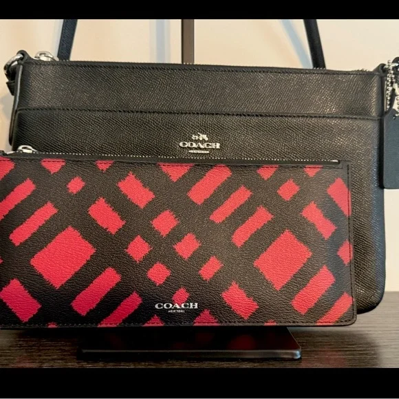Coach East/West Crossbody With Pop Up Pouch Red Plaid Print F22252 EUC! ๐ - Picture 7 of 8